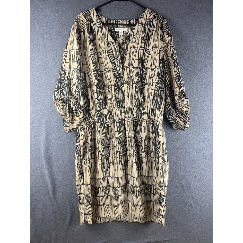 Coldwater Creek roll sleeve midi dress Size 16 NWT Southwestern Aztec